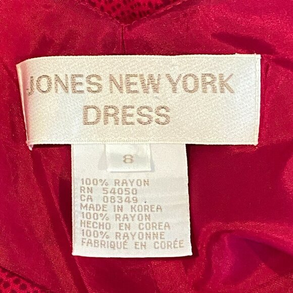 Jones New York Red Animal Print Chiffon Sleeveless Midi Dress Sz 8 #316i - Picture 6 of 7